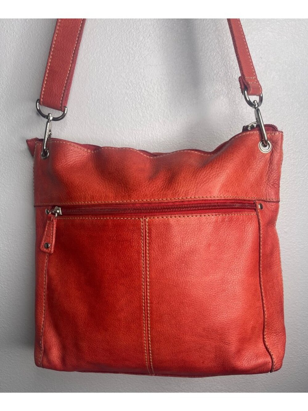 Vintage Fossil Sutter Soft Pebbled Leather Crossbody Red Everyday Purse Bag - Picture 3 of 15